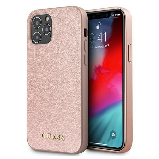 iPhone 12 Pro Max - Leather Iridescent Rose - Guess