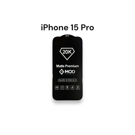 iPhone 15 Pro - Vidrio Templado Mate - 20K Premium