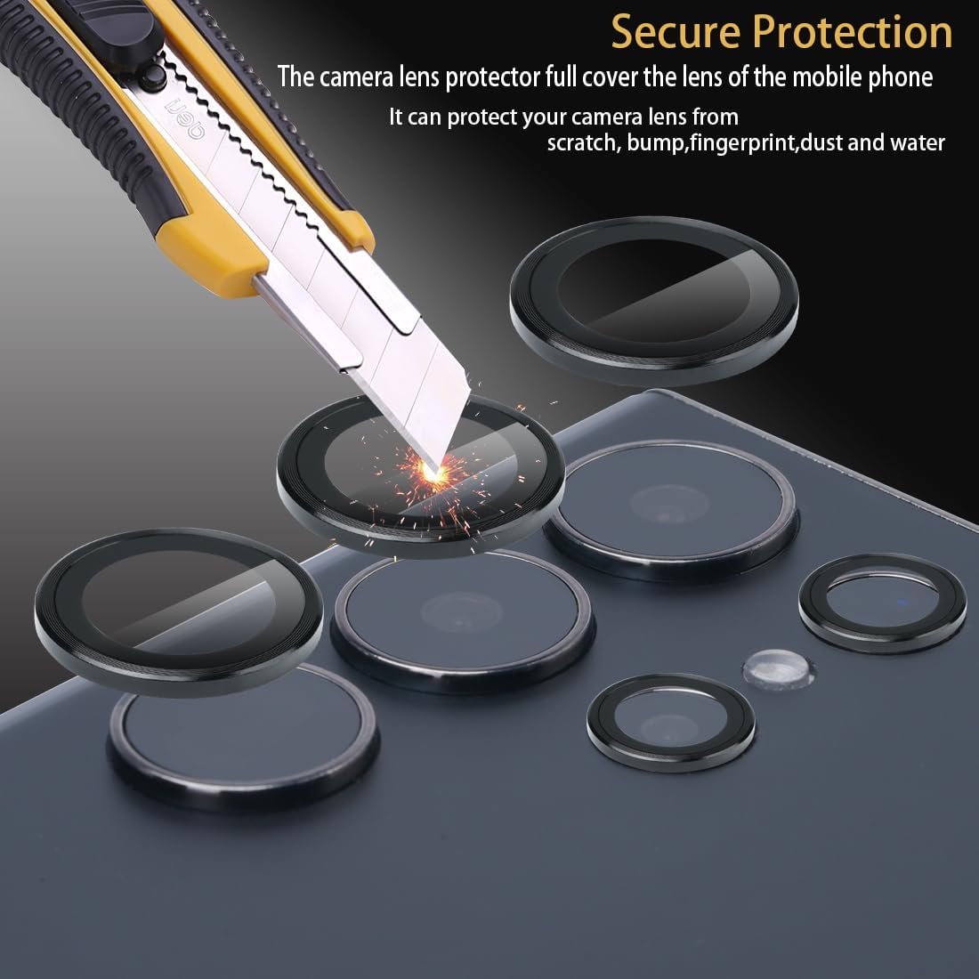 Samsung S24 Ultra - Protector de Cámara - Aluminio - Negro